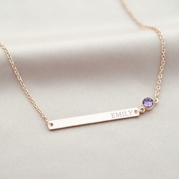 Personalised Birthstone And Bar Name Necklace, 5 of 12