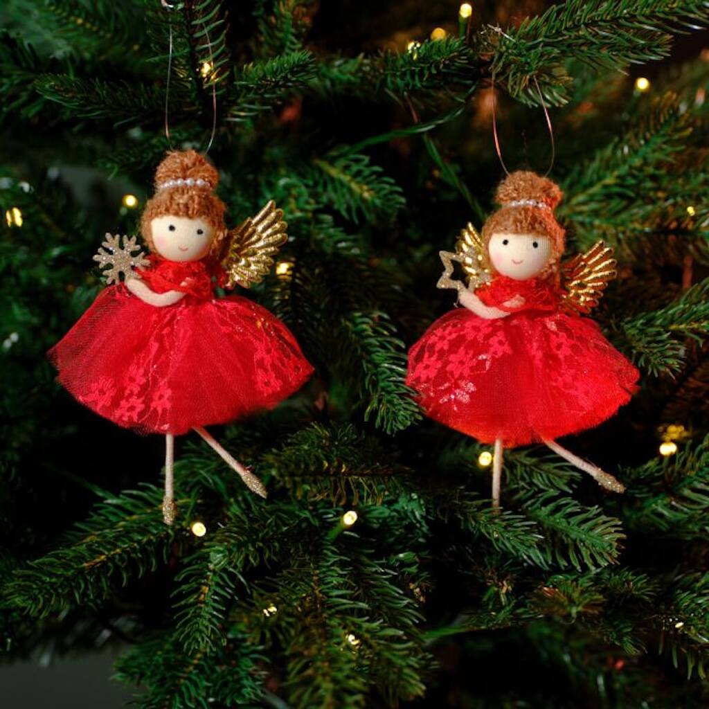 Christmas Hanging Fairy In Red Dress Decoration, 1 of 2