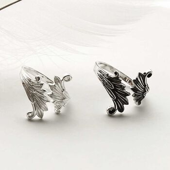 Sterling Silver Wings Adjustable Ring, 3 of 6