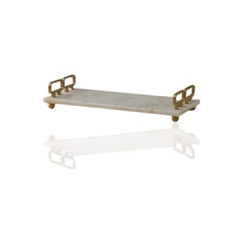 Handmade Marble Rectangular Tray With Double Gold Handles, 2 of 2