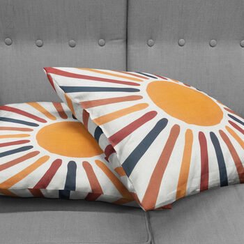 Vibrant Abstract Sun And Rays Personalised Chenille Cushion, 5 of 12