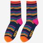 Women's Navy Blue Rainbow Stripe Bamboo Socks, thumbnail 1 of 4
