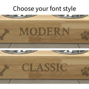 Personalised Name Engraved Bamboo Raised Double Dog Bowl, 8 of 8