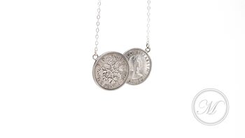 Queen Elizabeth 2nd Sixpence Double Coin Necklace, 4 of 12