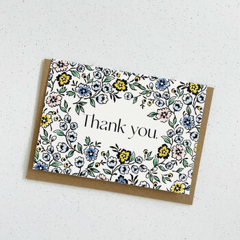 Blue Floral Thank You Card Set, 3 of 6