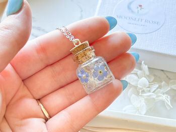Cremation Ashes Bottle Necklace With Forget Me Nots, 6 of 8