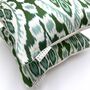 Square Ikat Silk Cushion Forest Green Abstract, thumbnail 4 of 9
