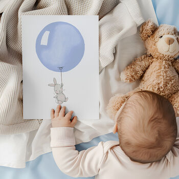 Personalised Baby Boys Pastel Blue Balloon Picture, 7 of 10