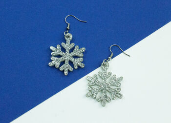 Snowflake Glitter Earrings, 4 of 10