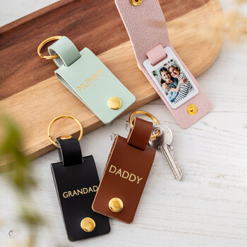 Personalised Grandad Photo Keyring / Vegan Leather, 3 of 9