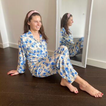 Handmade Silk Pyjamas Long Sleeve Floral, 8 of 8
