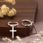 Sterling Silver Minimalist Cross Huggie Hoop Earrings, thumbnail 6 of 12
