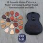 18 Acoustic Guitar Picks In A Leather Christmas Wallet, thumbnail 1 of 11