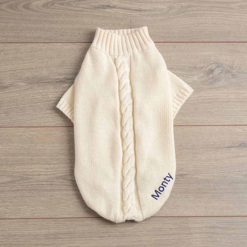 Personalised Cable Knitted Pet Jumper By My Furst Years