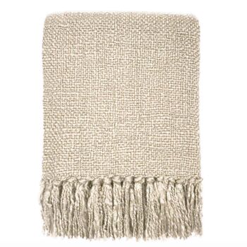 Ivory White Solid Throw, 2 of 3