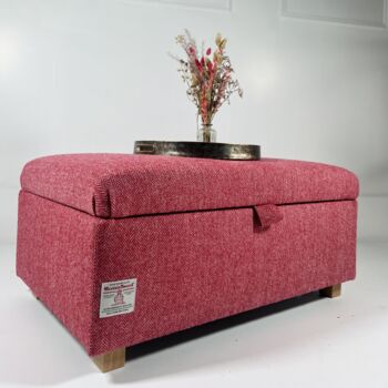 Coffee Table Footstool With Storage In Red Herringbone, 3 of 3