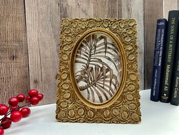 Distressed Gold Floral Oval Photo Picture Frame – 10x15cm 4x6, 5 of 6
