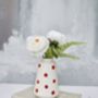 Off White Peony And Fern Bouquet In Spotted Vase, thumbnail 2 of 4