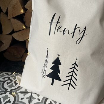 Personalised Scandi Style Trees Christmas Sack, 3 of 3