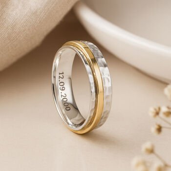 Personalised Sterling Silver And Brass Spinner Ring – 6mm, 7 of 12