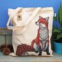 Red Fox Eco Tote Bag ~ Organic And Fairtrade Cotton, thumbnail 1 of 3