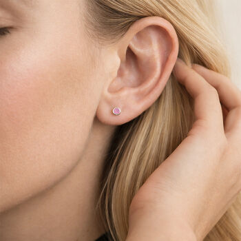 Sterling Silver Pink Opal Micro Stud Earrings – 3mm, 3 of 7