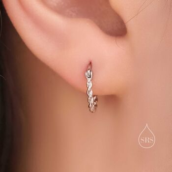 Sterling Silver Braided Huggie Hoop Earrings, 5 of 12