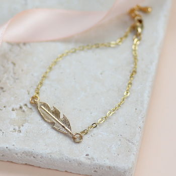Personalised Gold Plated Feather Bracelet, 4 of 9