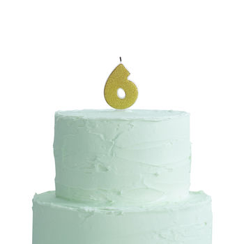 Gold Glitter Number Six Birthday Cake Candle, 2 of 2