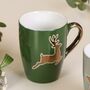 Set Of Four Forest Green Christmas Reindeer Mugs, thumbnail 7 of 7