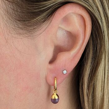 February Birthstone Earrings, Amethyst, Gold, 3 of 7