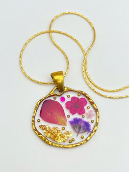 Dangle Earrings With Rose Petals And Gold Leaf, 4 of 11