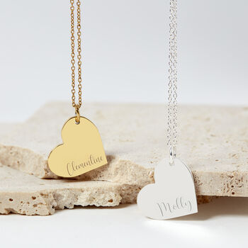 Personalised Name Silver Plated Heart Valentines Necklace, 5 of 12