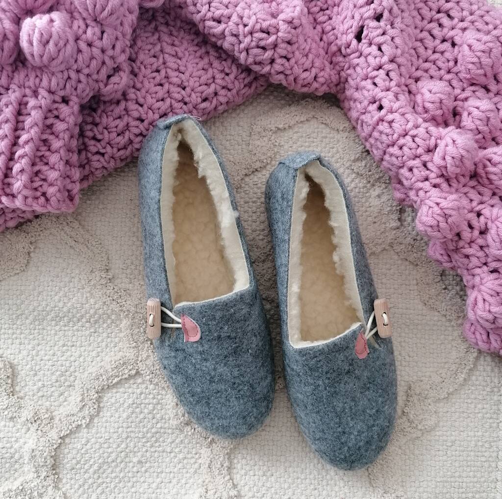 Felt Ballerina Slippers With Pink Details, 1 of 8