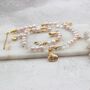 Gold Plated Seashell And Pink Pearl Gemstone Necklace, thumbnail 2 of 6