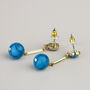 Gold Turquoise Bead Dangle Stud Earrings, thumbnail 2 of 3