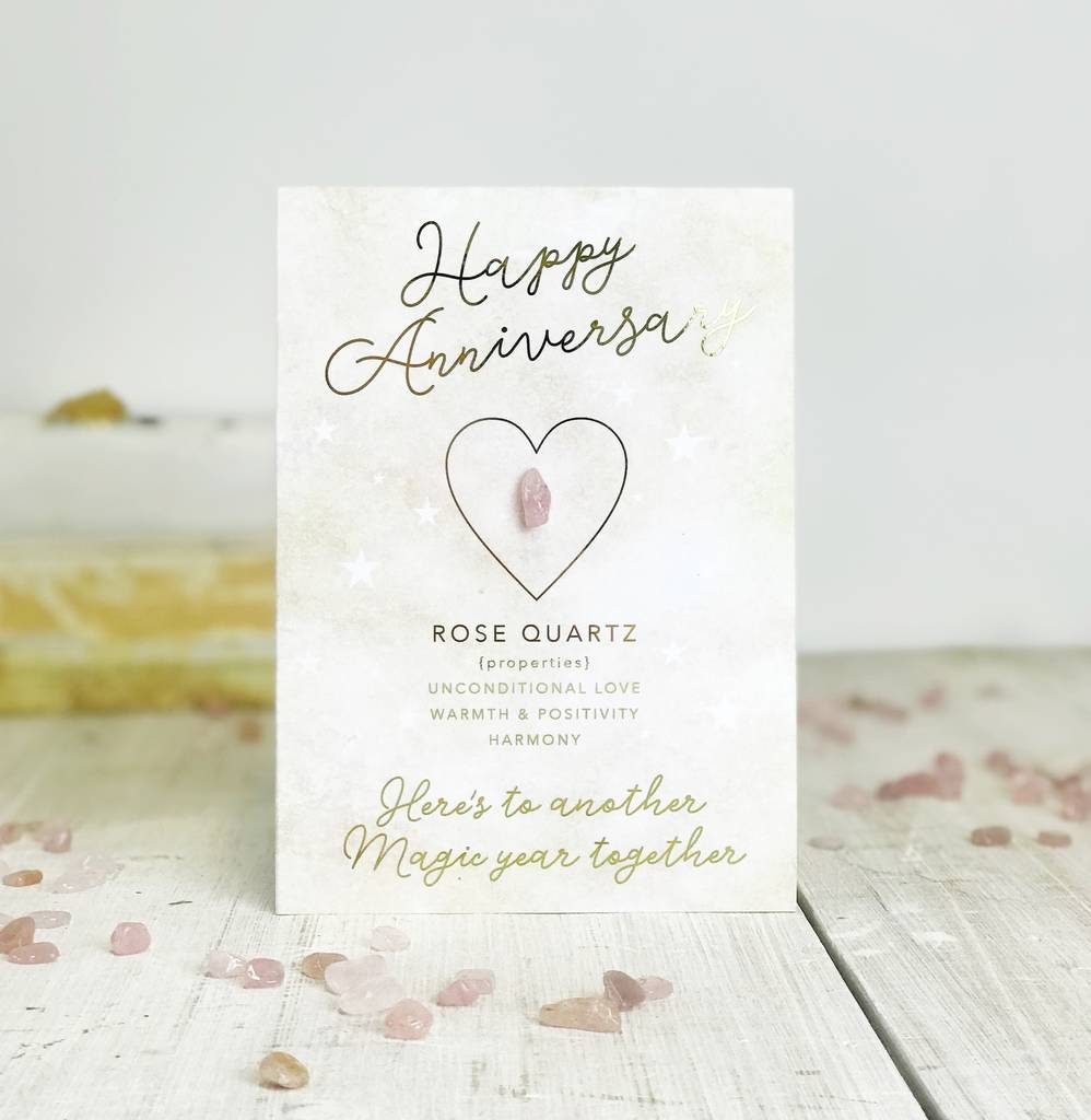 happy anniversary crystal wishes gemstone card by lucy ledger designs