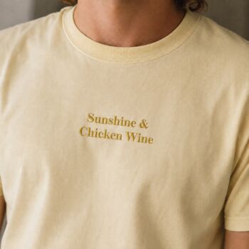 Embroidered Sunshine And Chicken Wine T Shirt, 2 of 8