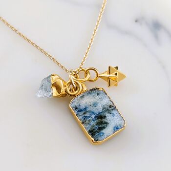 'The Trio' K2 And Aquamarine Gold Plated Necklace, 2 of 9
