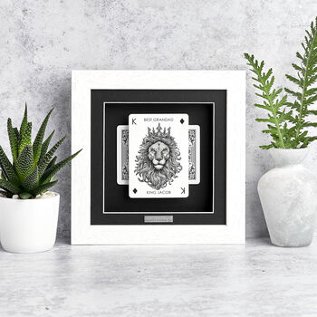 Personalised Best Grandad Gift Royal Lion Playing Card Frame, 6 of 9