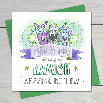 Nephew Childs Monster Birthday Card, 4 of 4
