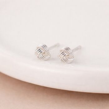 Sterling Silver Micro Love Knot Stud Earrings – 3mm, 2 of 8