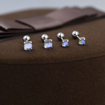 Sterling Silver Moonstone Screw Back Earrings, 2 of 12