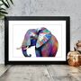 Elephant Of Many Colours Illustration Art Print, thumbnail 1 of 2