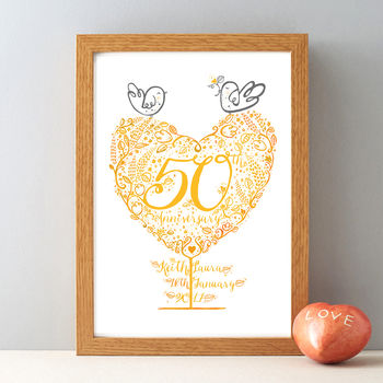 50th Golden Wedding Anniversary Gift Print, 3 of 5