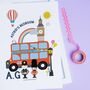 Personalised London Bus And Friends Wall Print | Big Red Bus | Bedroom Art, thumbnail 3 of 5