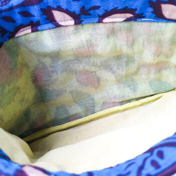 Fair Trade Wristlet Clutch Bag With Strap, Handmade Blue Red Phone Purse Wallet, 6 of 10