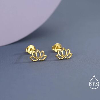 Lotus Flower Stud Earrings In Sterling Silver, 6 of 12