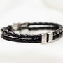 Men’s Adjustable Leather And Silver Fingerprint Bracelet, thumbnail 2 of 7