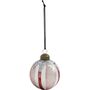 Red Stripe Silver Glitter Baubles Box Of Four, thumbnail 5 of 5